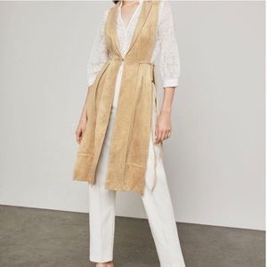 BCBG Faux Suede Gaia Open Tie Duster Vest